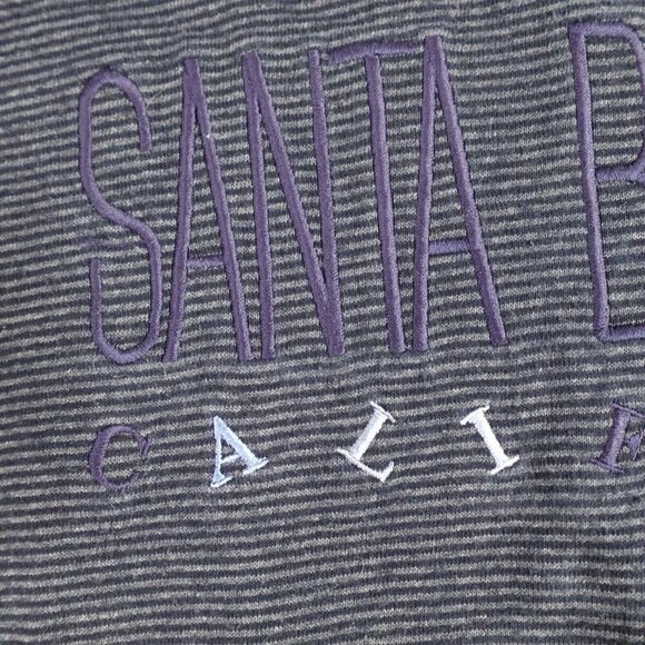 Santa Barbara California T-shirt Medium Blue Striped Vintage Embroidered Cotton - Picture 3 of 10